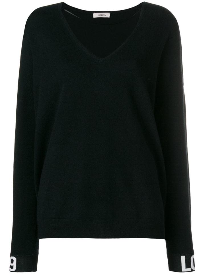 Dorothee Schumacher Contrast-cuff Fitted Sweater - Black