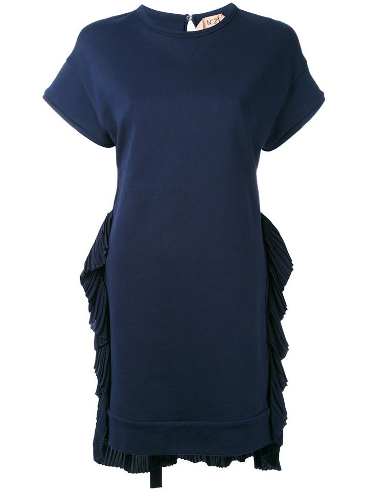 No21 - Pleated Frill T-shirt Dress - Women - Silk/cotton/acetate - 44, Blue, Silk/cotton/acetate