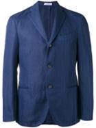 Boglioli Three Button Blazer, Men's, Size: 46, Blue, Cotton/linen/flax/cupro