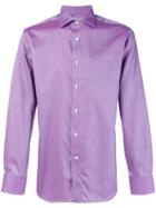 Canali Micro Patterned Classic Shirt - Pink & Purple