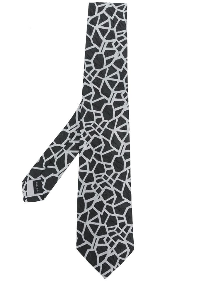 Issey Miyake Men Printed Wrinkle Tie - Black