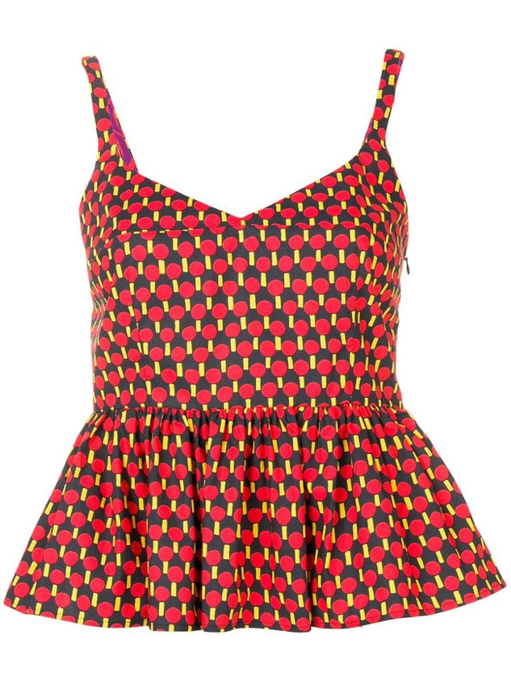 La Doublej Printed Peplum Top - Red