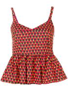 La Doublej Printed Peplum Top - Red