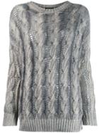 Avant Toi Two-tone Cable Knit Sweater - Grey