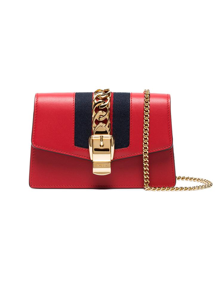 Gucci Red Sylvie Mini Leather Chain Bag
