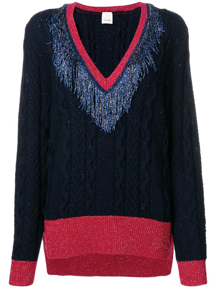 Pinko Tinsel Fringe Lurex Sweater - Blue