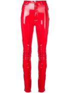 Philipp Plein Varnished Effect Trousers - Red