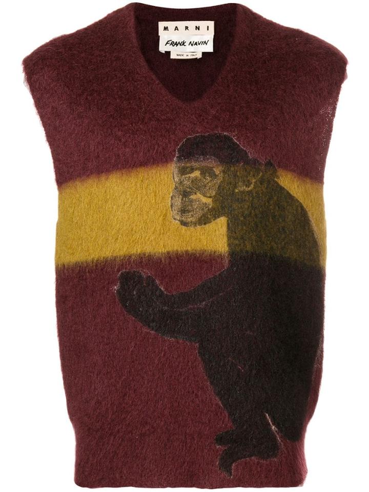 Marni Colour Block Sleeveless Sweater - Red
