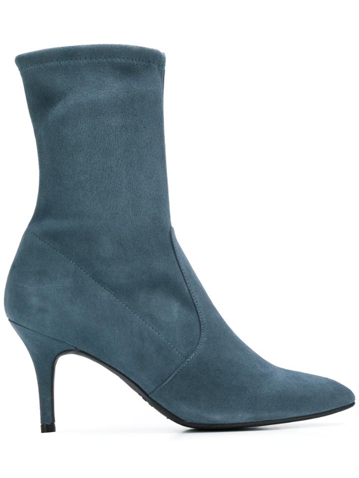 Stuart Weitzman Cling Suede Booties - Blue