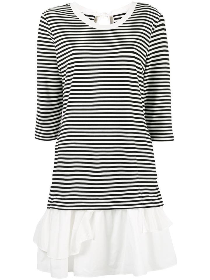 Boutique Moschino Striped Ruffle Hem Dress - White
