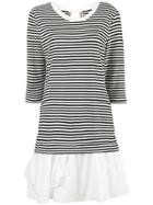 Boutique Moschino Striped Ruffle Hem Dress - White