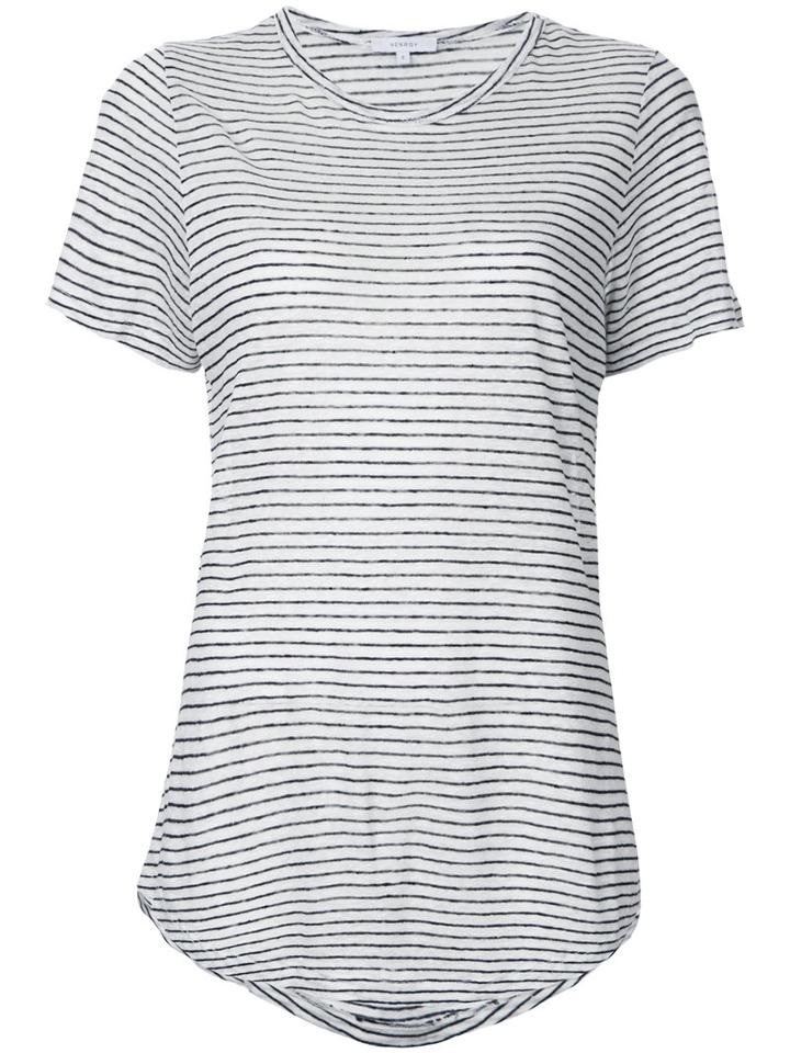 Venroy - Striped Semi-sheer T-shirt - Women - Linen/flax - S, White, Linen/flax
