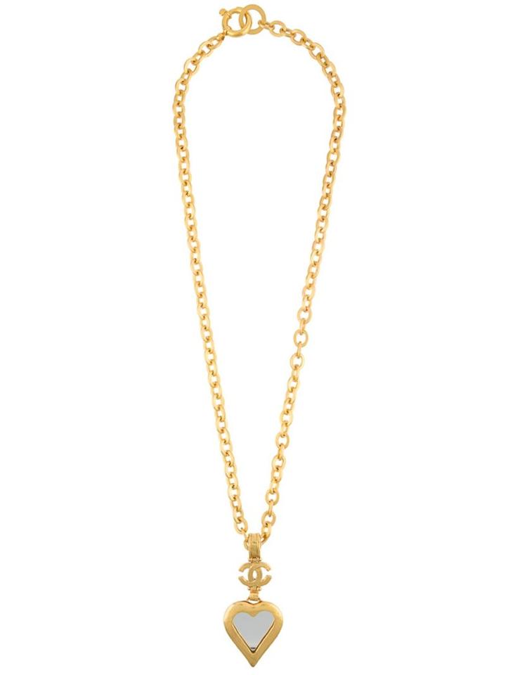 Chanel Vintage Heart Mirror Necklace