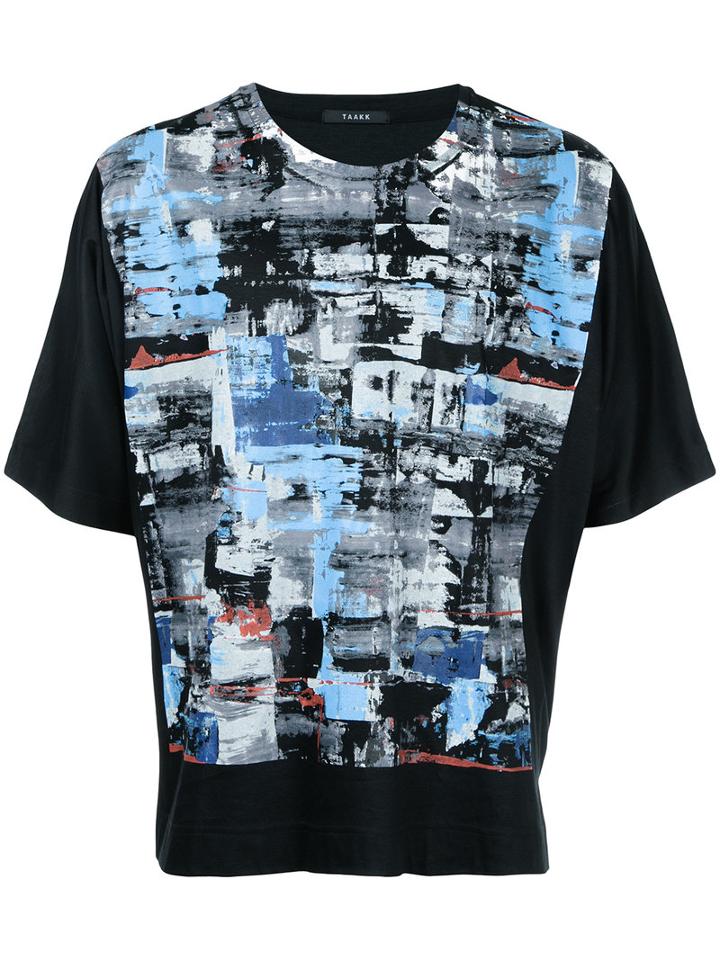 Taakk - Paint Print T-shirt - Men - Cotton - 2, Black, Cotton