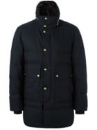 Moncler Gamme Bleu High Neck Buttoned Jacket, Men's, Size: 4, Blue, Cotton/feather Down/polyamide/virgin Wool