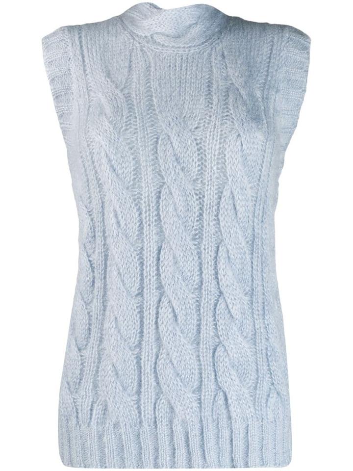 Prada Chunky Cable Knit Vest - Blue