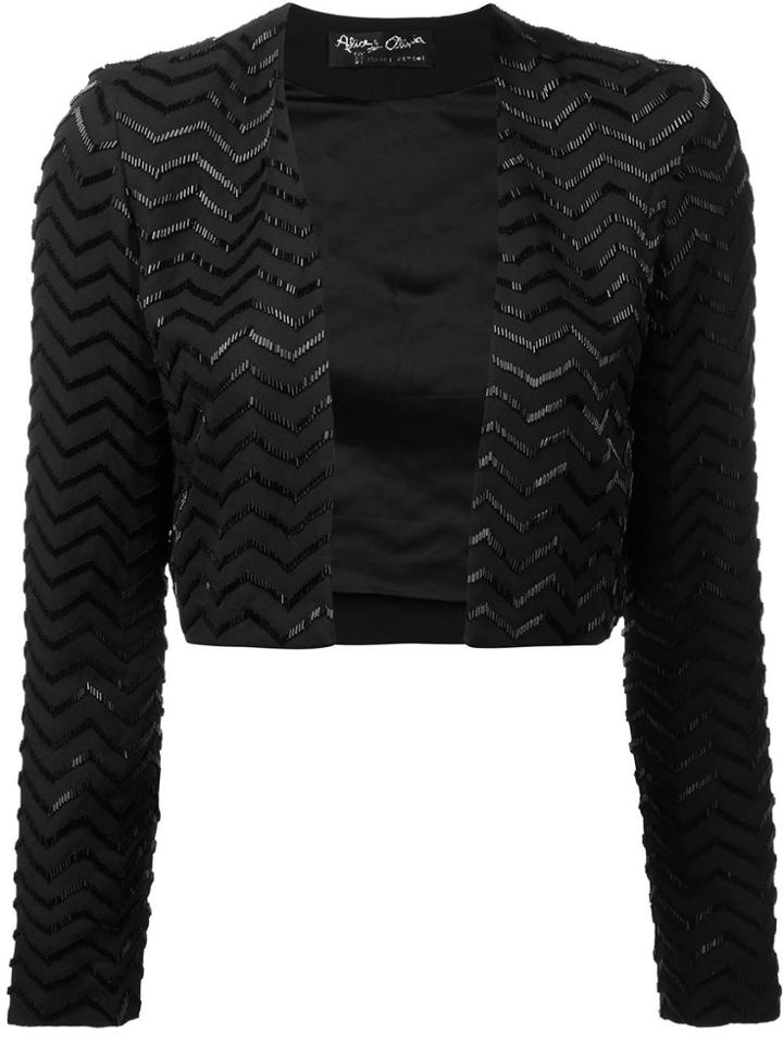 Alice+olivia Zigzag Pattern Cropped Jacket - Black