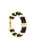 Versace Woven Double Strap Bracelet, Men's, Black