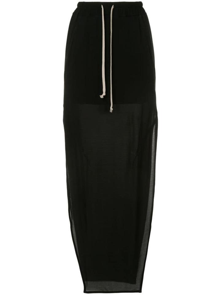 Rick Owens Side-slit Drawstring Maxi Skirt - Black