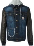 Philipp Plein Leather Sleeve Denim Jacket