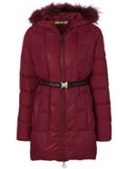 Versace Jeans Belted Hooded Coat - Red