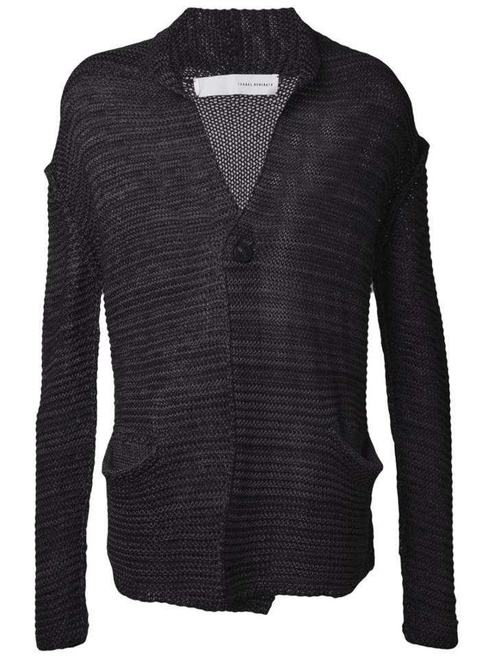 Isabel Benenato Relaxed Open Knit Cardigan, Men's, Size: Medium, Grey, Cotton