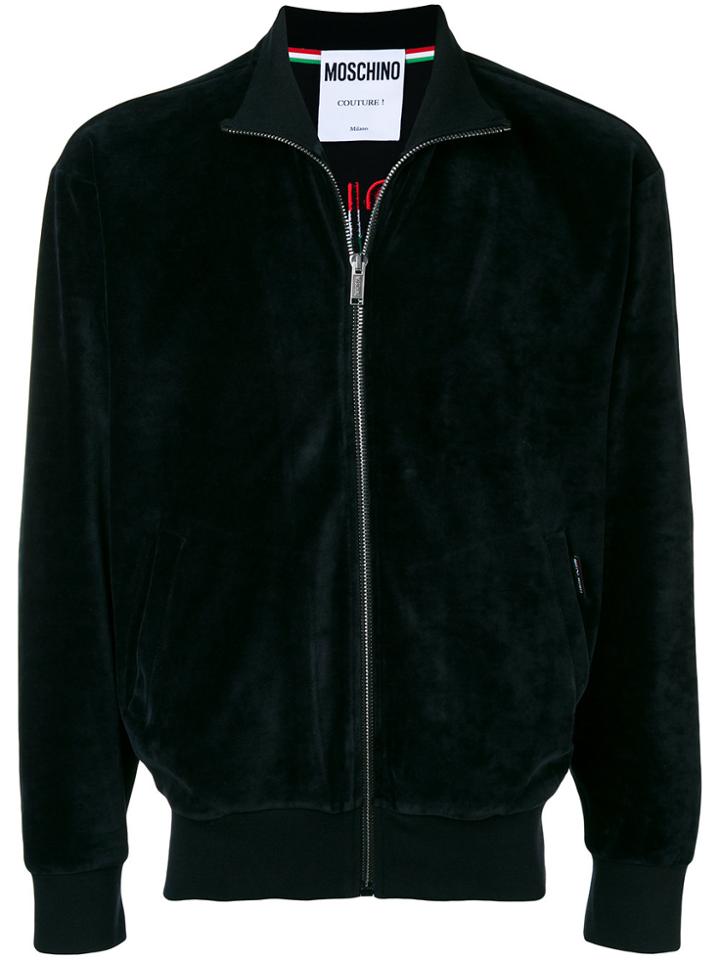 Moschino Zipped Logo Sweatshirt - Black