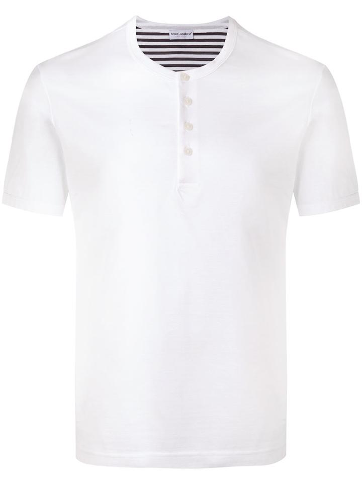 Dolce & Gabbana Underwear Buttoned T-shirt, Men's, Size: 7, White, Cotton