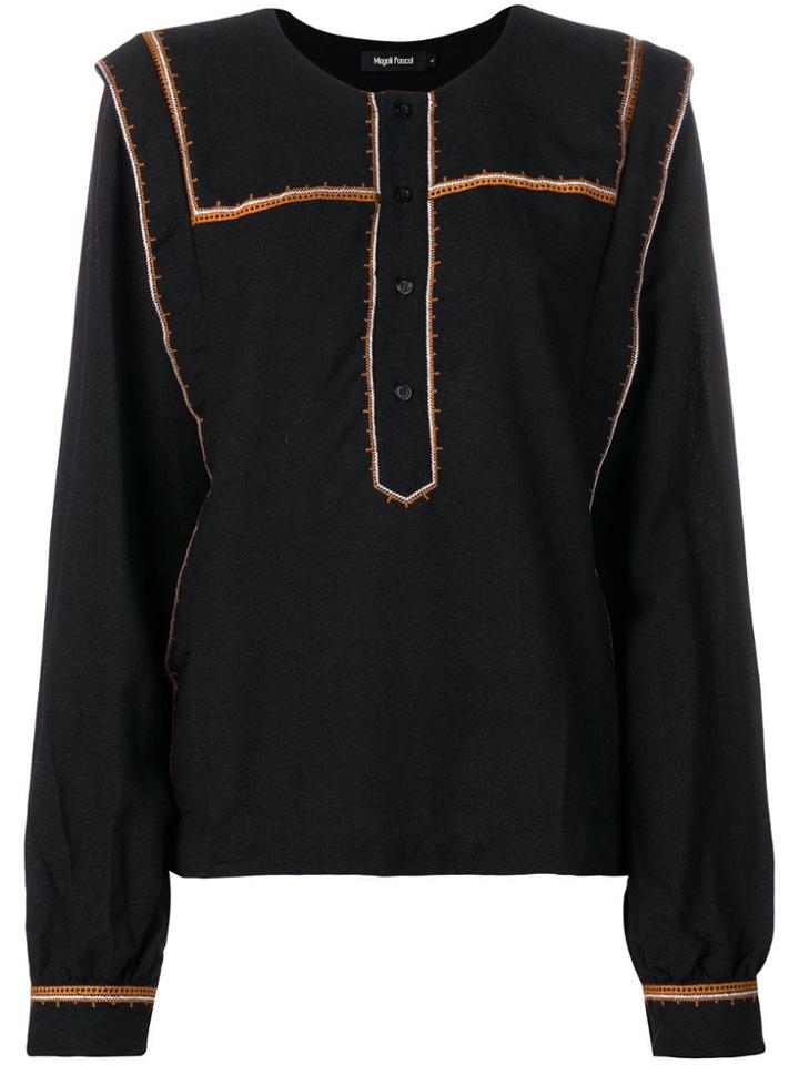 Magali Pascal Embroidered Yoke Blouse - Black