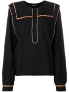 Magali Pascal Embroidered Yoke Blouse - Black