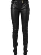 Balmain Skinny Trousers, Women's, Size: 42, Black, Lamb Skin