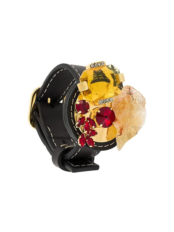 Marni Citrine Stone Strass Bracelet, Women's, Black