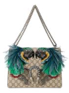 Gucci - Dionysus Feather Embellished Shoulder Bag - Women - Leather/feather/glass - One Size, Brown, Leather/feather/glass