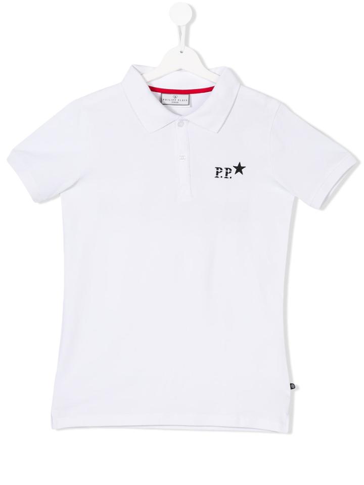 Philipp Plein Junior Teen Logo-print Polo Shirt - White