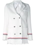 Thom Browne - Double Breasted Jacket - Women - Silk/cotton - 42, White, Silk/cotton