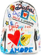 Dolce & Gabbana Dubai Graffiti Printed Backpack - White