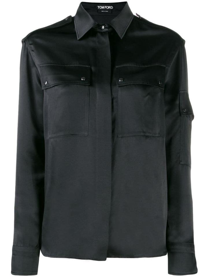 Tom Ford Contrast Long Sleeved Shirt - Black