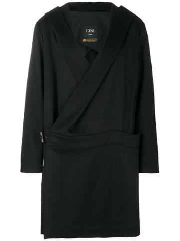 Cini Belted Hooded Coat - Black