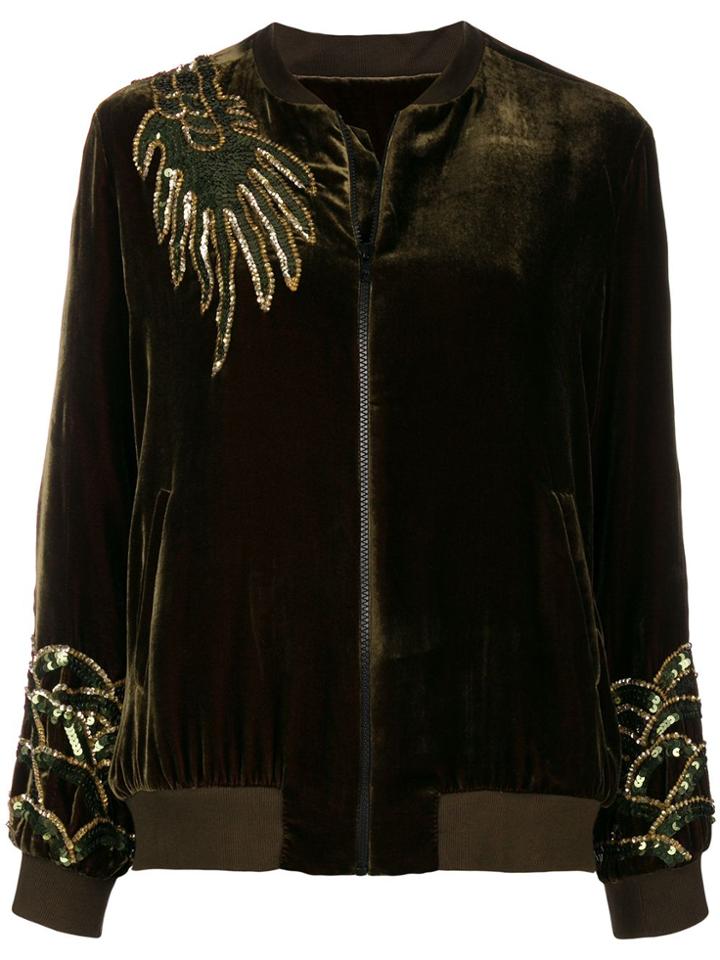 P.a.r.o.s.h. Dragon Embellished Bomber Jacket - Green