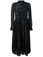 Markus Lupfer Ruffled Detailing Longsleeved Dress, Women's, Size: Medium, Black, Polyester/spandex/elastane/cotton