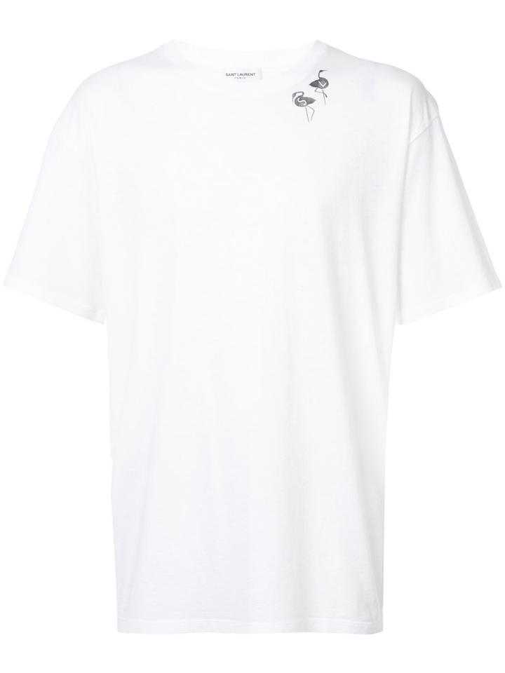 Saint Laurent - Swan Print T-shirt - Men - Cotton - L, White, Cotton
