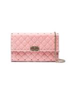 Valentino Rockstud Spike Chain Clutch - Pink & Purple