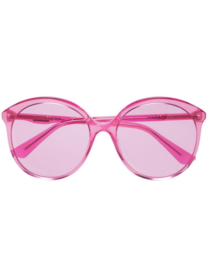 Gucci Eyewear Fuchsia Pink Specialized Fit Round Frame Sunglasses