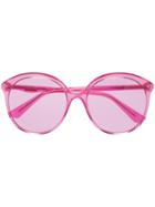 Gucci Eyewear Fuchsia Pink Specialized Fit Round Frame Sunglasses