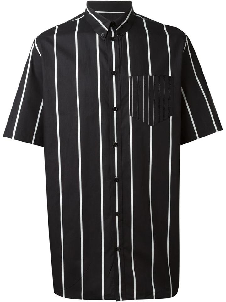 Givenchy Boxy Striped Shirt, Men's, Size: 39, Black, Cotton