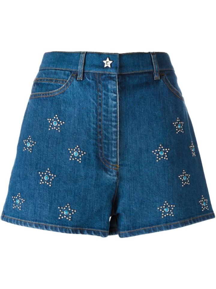 Valentino Embellished Star Denim Shorts