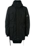 Marcelo Burlon County Of Milan Fishtail Hem Hooded Parka, Men's, Size: Large, Black, Polyester/viscose/cotton