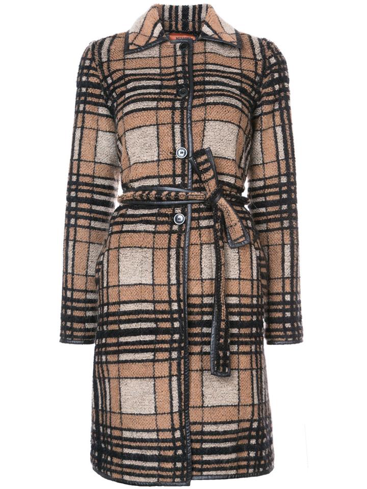 Missoni Checked Belted Coat - Brown