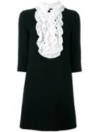 Boutique Moschino Ruffled Bib Dress, Women's, Size: 40, Black, Triacetate/polyester/rayon/polyester