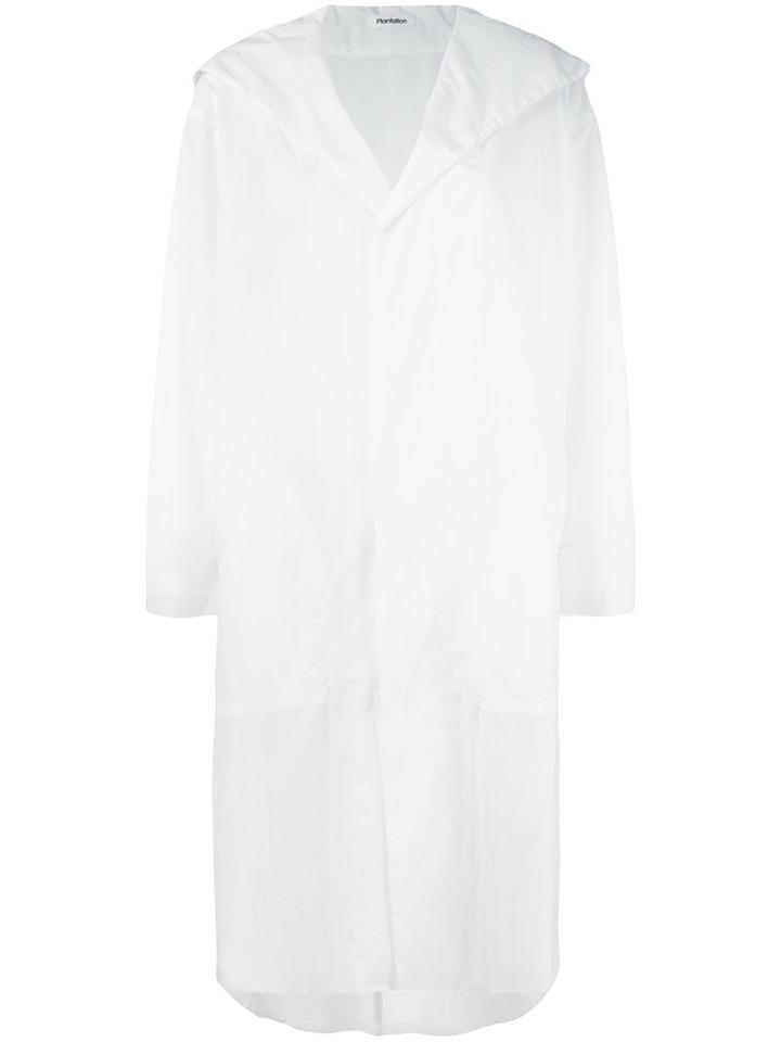 Oversized Buttoned Hooded Coat - Women - Nylon - M, White, Nylon, Plantation